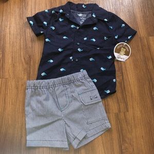 Shark button up with shorts